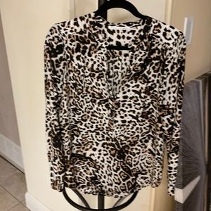 Long sleeve leopard print blouse